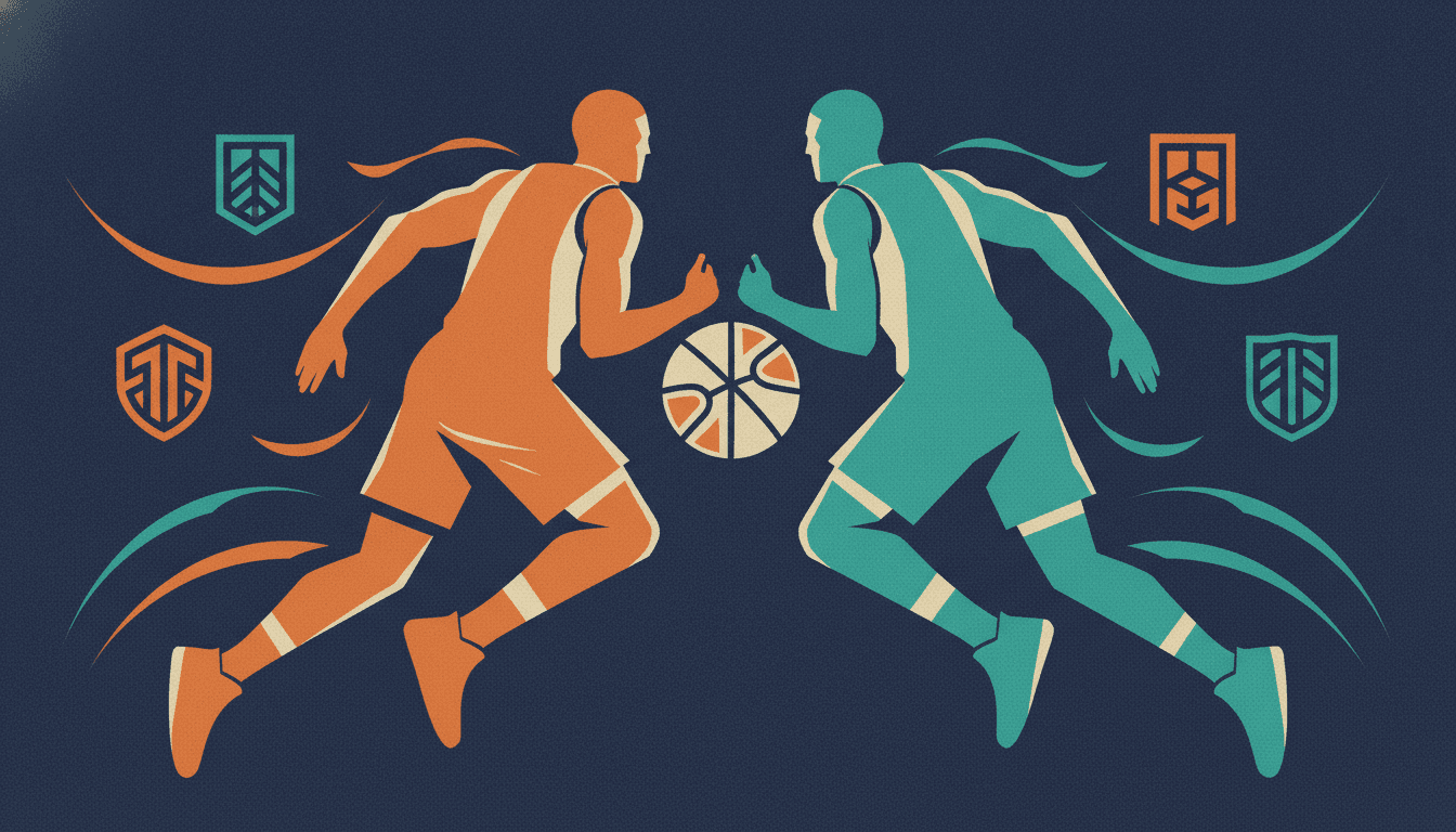 Stylized illustration for The Best Duos in NBA History