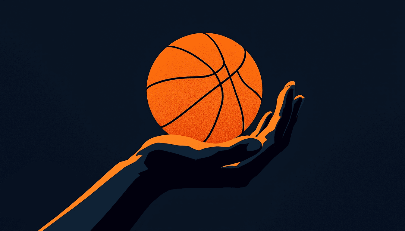 Stylized illustration for The Largest Hands in NBA History