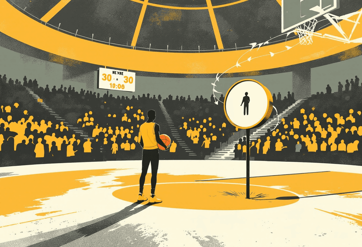 Editorial illustration: the pre-shot-clock stalling era and the birth of the 24-second clock