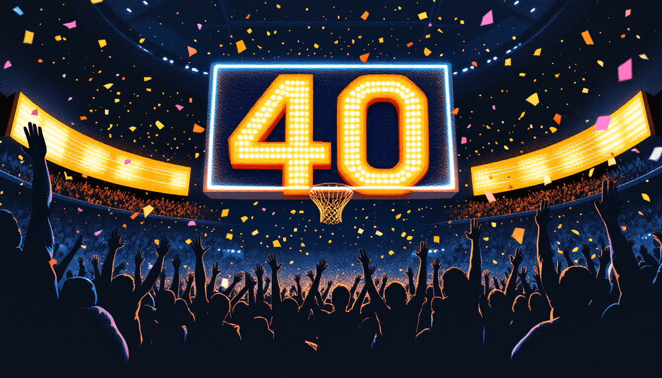 Stylized illustration for The Most 40-Point Games in NBA History