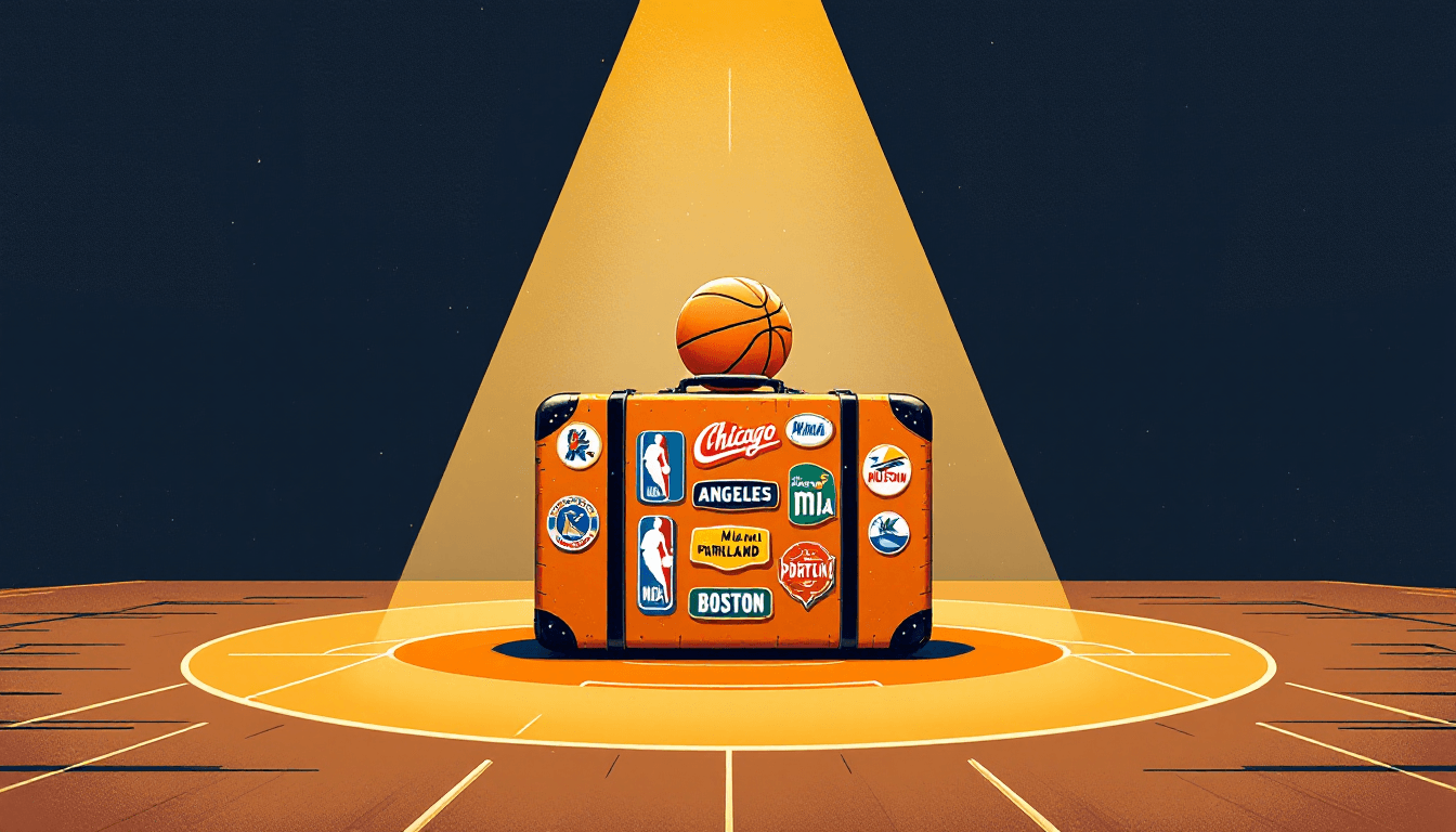 Stylized illustration for The Most Traded Players in NBA History