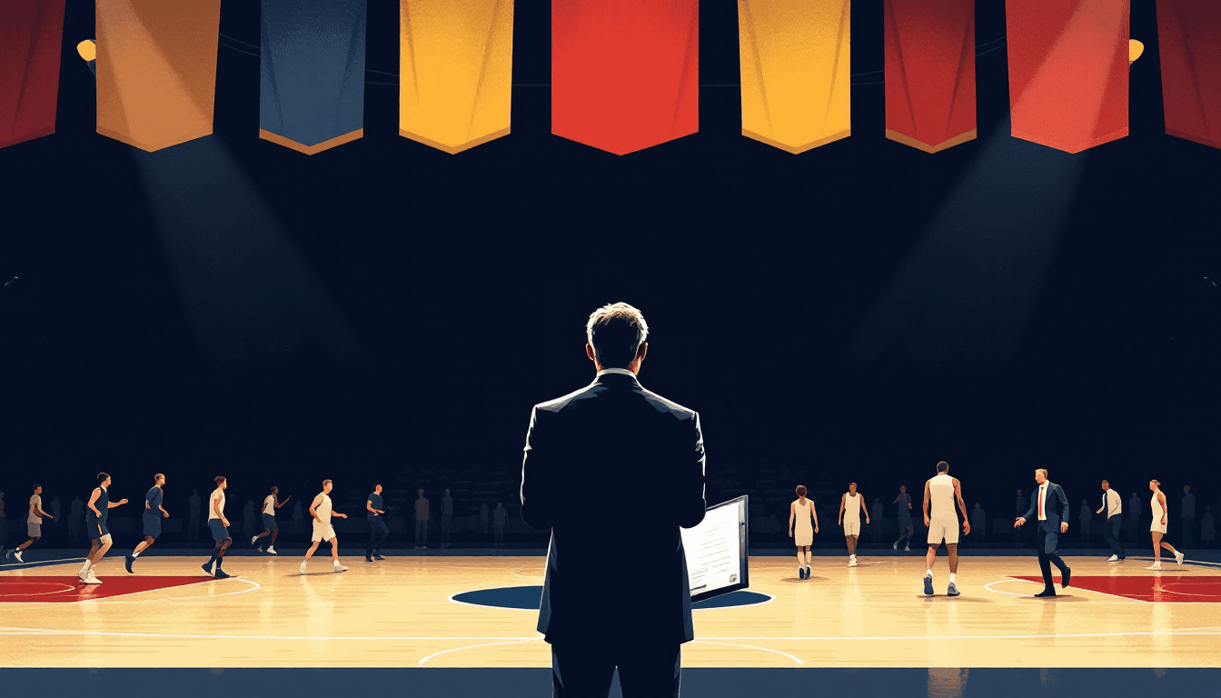 Stylized illustration for The Greatest NBA Coaches of All Time