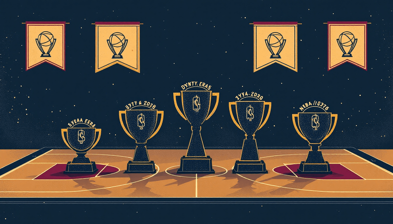 Stylized illustration for NBA dynasty teams through history