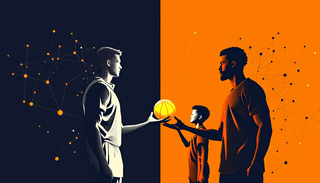 Stylized illustration for NBA Father-Son Duos in League History