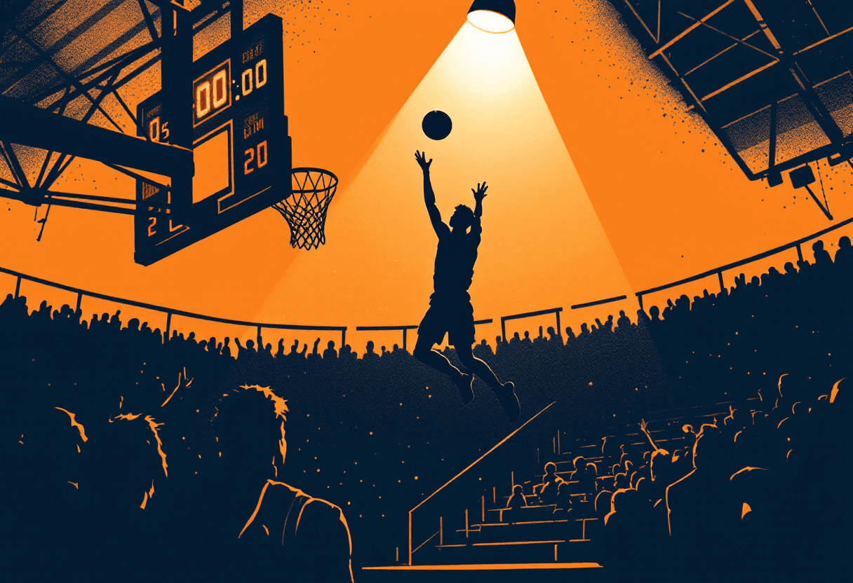 Editorial illustration: NBA Finals Trivia - clutch moments on basketball's biggest stage