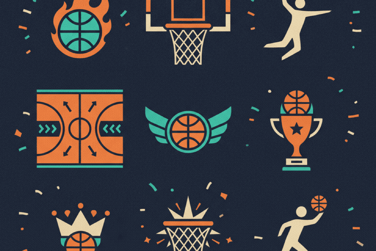 Closing illustration of a completed NBA grid game board with a rarity leaderboard