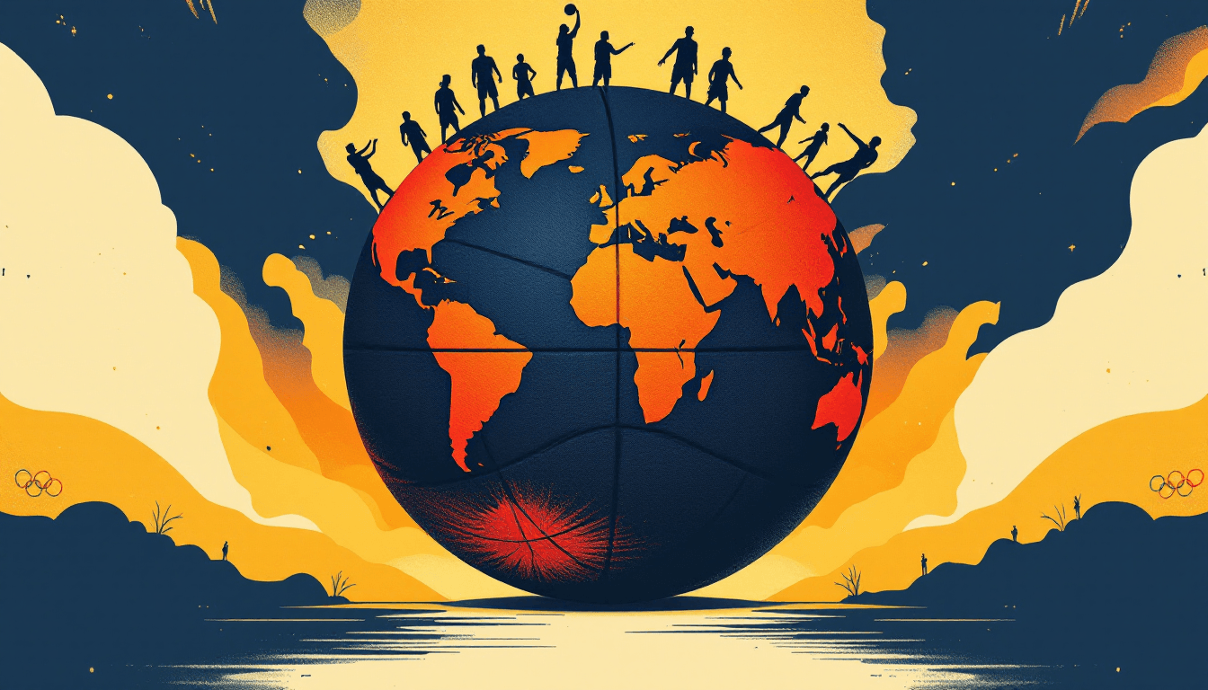 Stylized illustration for How International Players Transformed the NBA