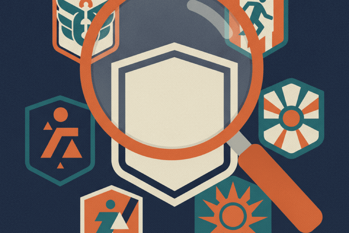 Editorial illustration of abstract team marks morphing between old and new designs, evoking NBA logo redesigns