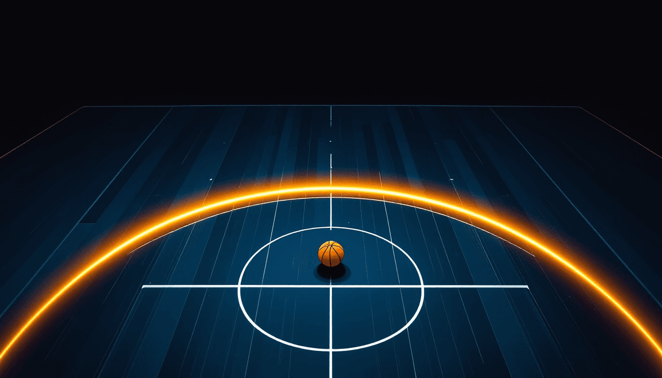 Stylized illustration for The Three-Point Revolution: How the NBA Changed Forever