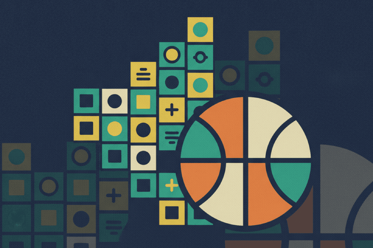 Editorial illustration of daily NBA Wordle-style basketball guessing games